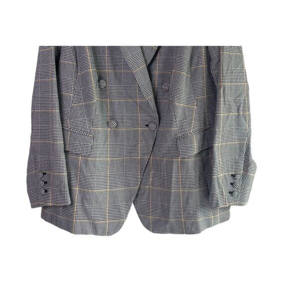 Lane Bryant Double Breasted Houndstooth Plaid Blazer Shoulder Pads 16 Grey #4103 - Picture 3 of 15